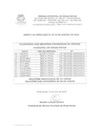 Calendário das Reuniões Ordinárias da Câmara Municipal de Minas Novas (Exercício de 2023) - 02º Semestre