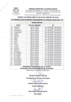 Calendário das Reuniões Ordinárias da Câmara Municipal de Minas Novas (Exercício de 2024) - 01º e 02º Semestre