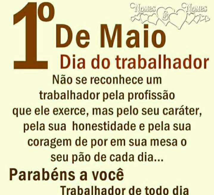 1º de maio - Dia do Trabalhador