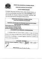 Ato de Homologação – Processo Seletivo nº 01 de 2018 (Prefeitura Municipal de Minas Novas)