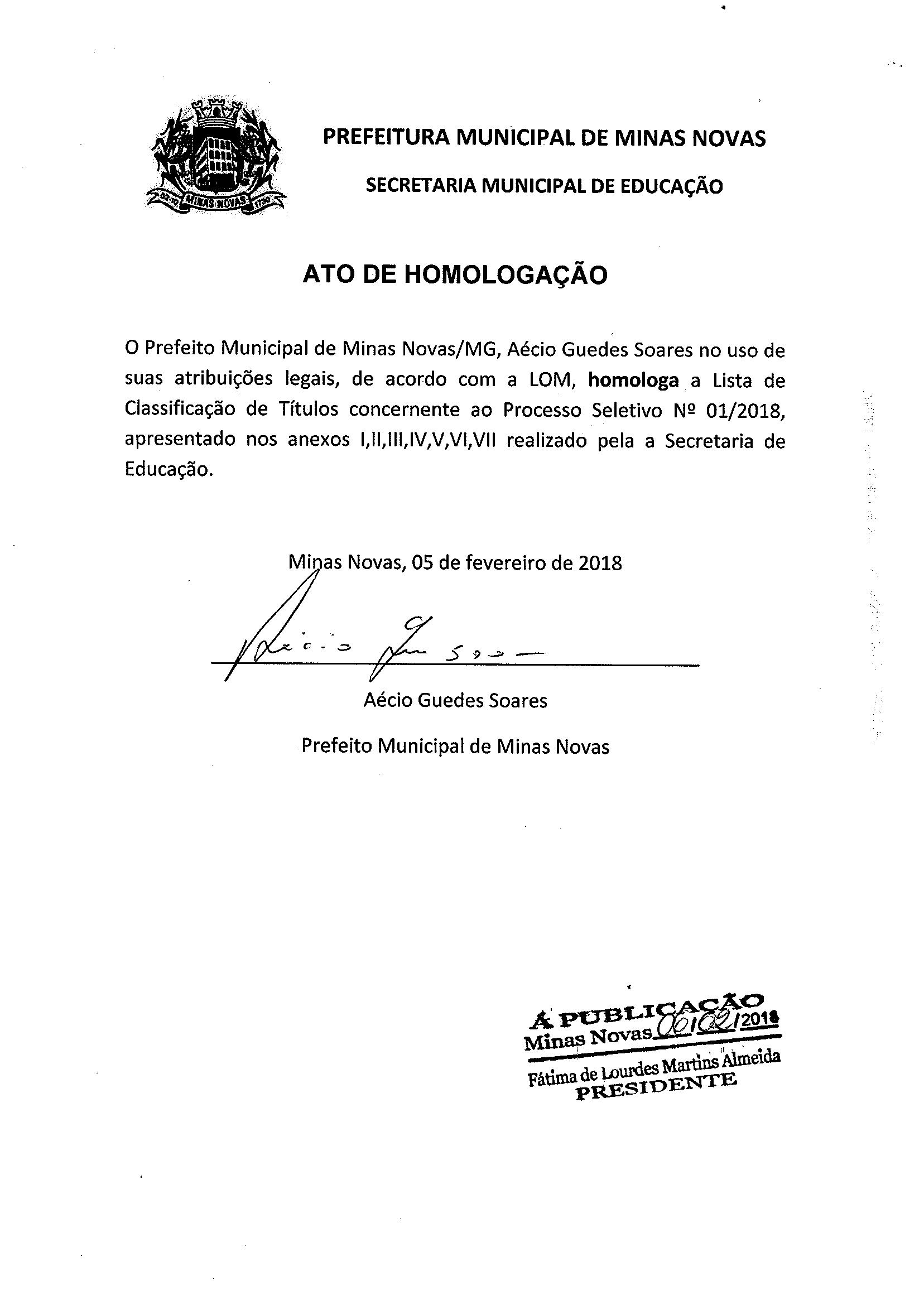 Ato de Homologação - Secretaria Municipal de Educação