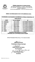 Calendário das Reuniões Ordinárias 