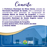 CONVITE - Inauguração da Unidade Básica de Saúde de Forquilha