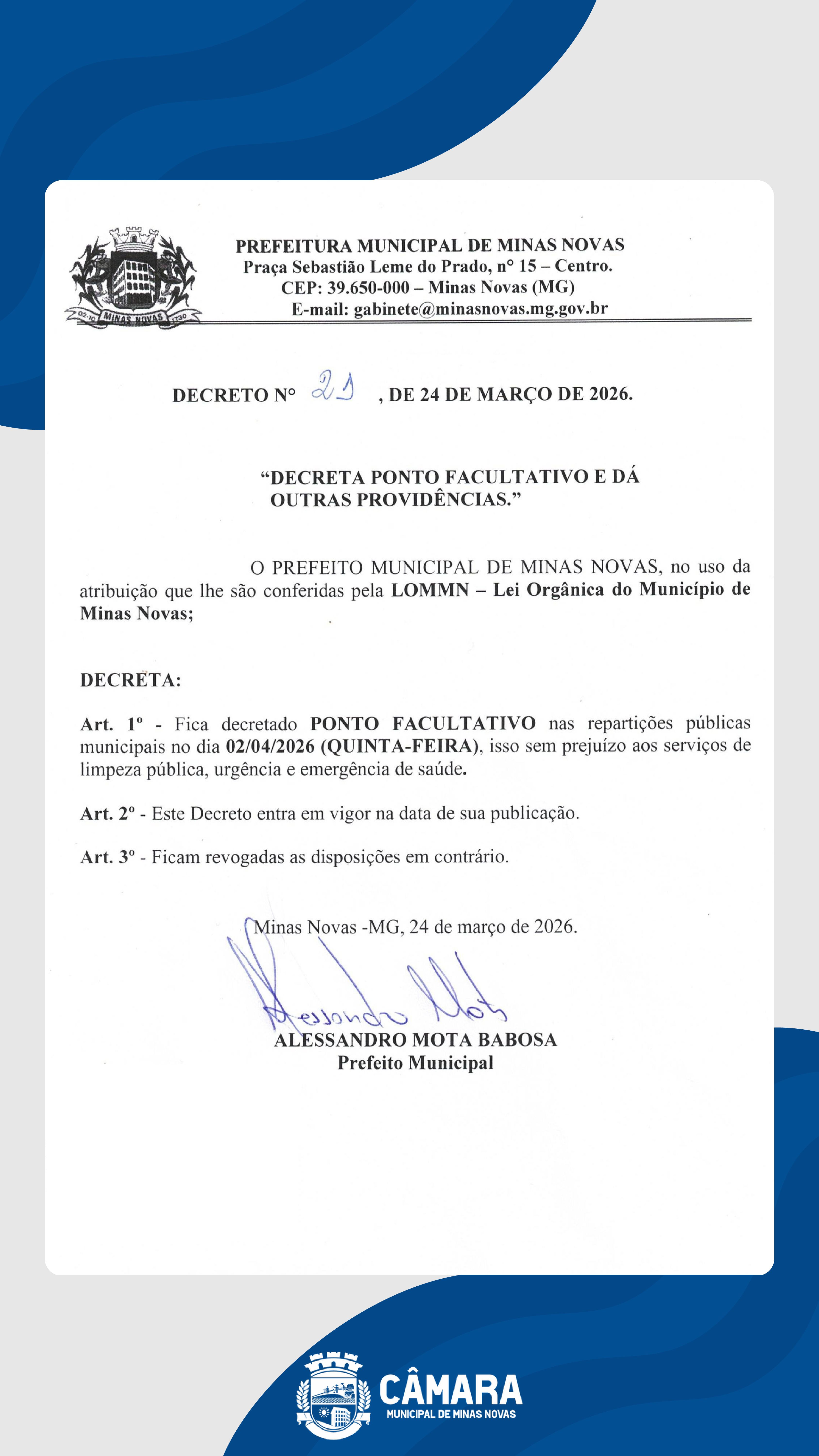 Ponto Facultativo 02/04/2026