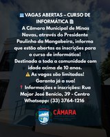  VAGAS ABERTAS – CURSO DE INFORMÁTICA 